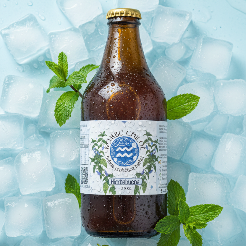 Kombucha de Hierbabuena KombuChiloé (330cc) | Ultra Refrescante y Digestiva