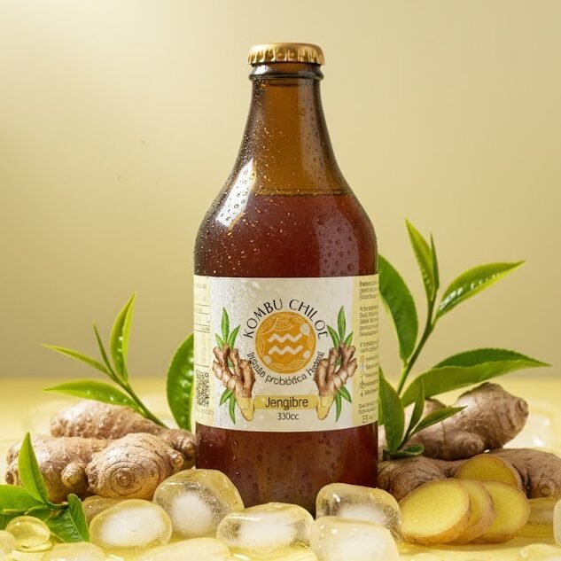 Kombucha de Jengibre KombuChiloé (330cc) | Probiótica y Artesanal