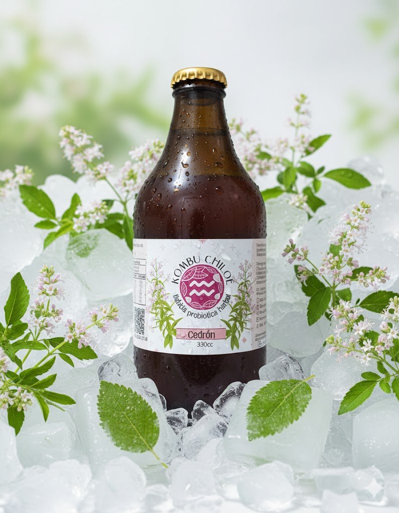 Kombucha de Cedrón KombuChiloé (330cc) | Frescura Cítrica y Relajante